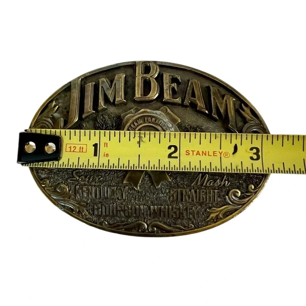 Vintage Jim Beam Sour Mash Whiskey Gold Belt Buckle 1990s Streetwear Western 90s
